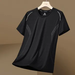 Men's Quick Dry Sport T-Shirt - Short Sleeve Summer Tee in White/Black, Oversized Fit