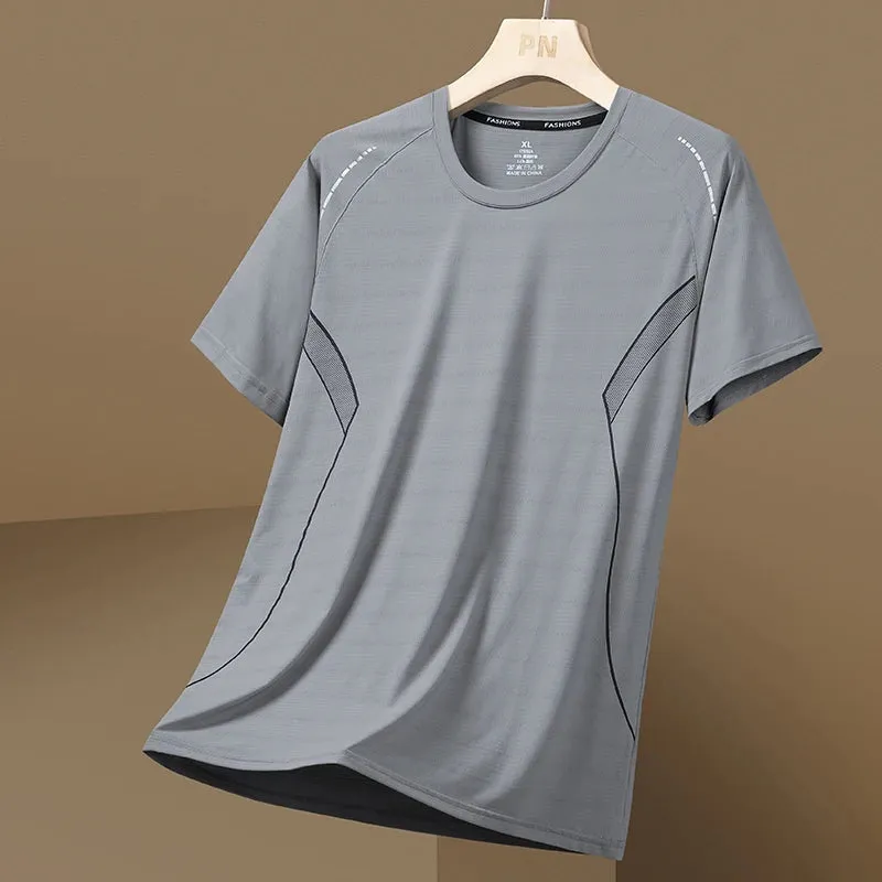 Men's Quick Dry Sport T-Shirt - Short Sleeve Summer Tee in White/Black, Oversized Fit