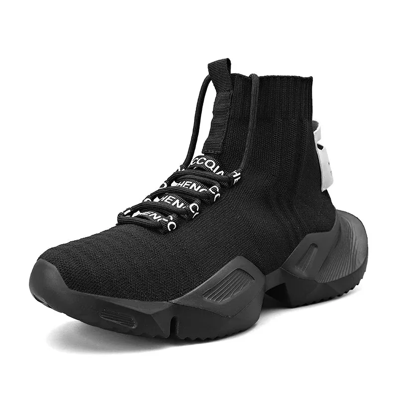 Men's white casual shoes Mesh sneakers breathable high top comfortable men's shoes large size new shoes40-47
