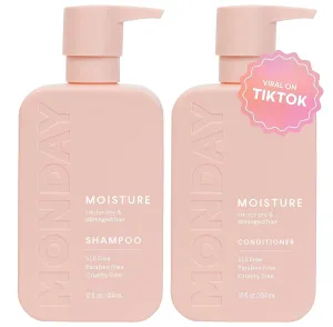Moisture Shampoo   Conditioner Set for Dry, Coarse, Stressed, Coily & Curly Hair, Made from Coconut Oil, Rice Protein, Shea Butter, & Vitamin E, All-Natural, 12 Fl Oz (Pack of 2)