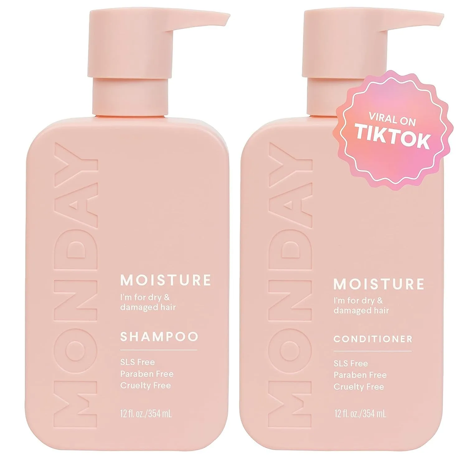 Moisture Shampoo   Conditioner Set for Dry, Coarse, Stressed, Coily & Curly Hair, Made from Coconut Oil, Rice Protein, Shea Butter, & Vitamin E, All-Natural, 12 Fl Oz (Pack of 2)