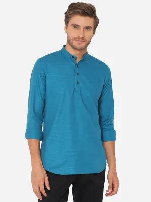 Mosaic Blue Solid Slim Fit Semi Casual Shirt | JadeBlue