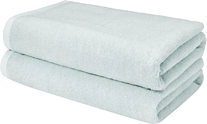 New Amazon Basics Quick-Dry Bath Sheet - 100% Cotton, 2-Pack, Ice Blue