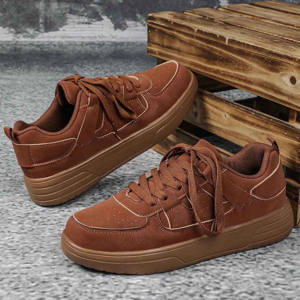 New Thick Bottom Frosted Skateboard Couple Vintage Fashion Outdoor Casual Shoes Maillard Lady Sneaker