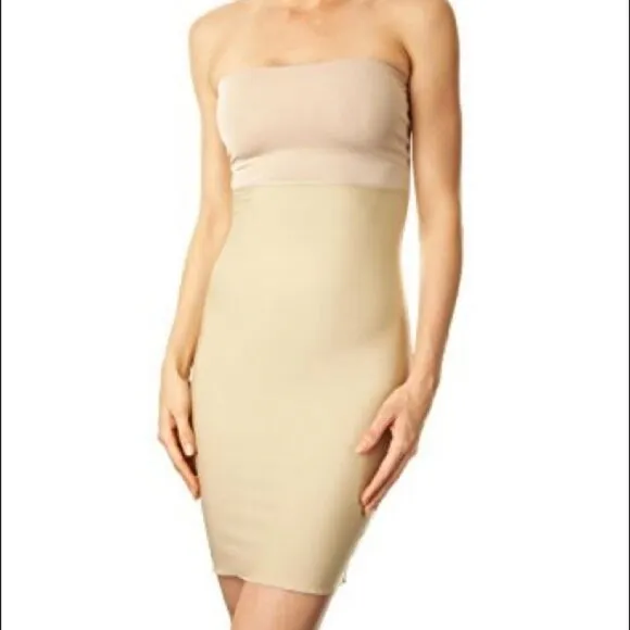 NWT SPANX Hide &amp; Sleek Strapless Full Slip Size L Nude Shapewear Mini