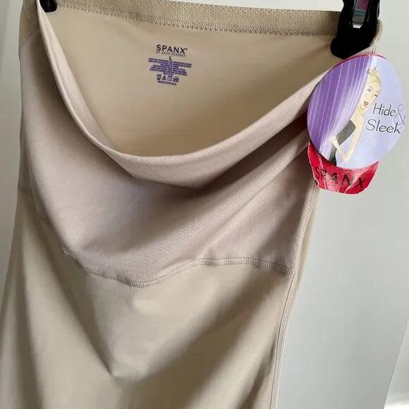NWT SPANX Hide &amp; Sleek Strapless Full Slip Size L Nude Shapewear Mini