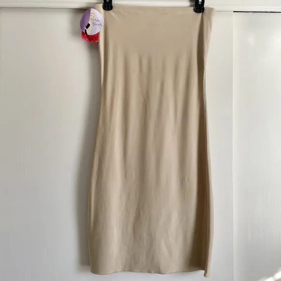 NWT SPANX Hide &amp; Sleek Strapless Full Slip Size L Nude Shapewear Mini