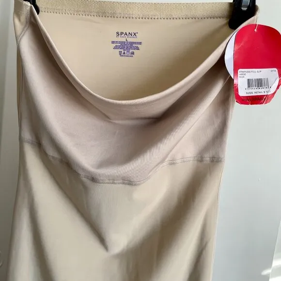 NWT SPANX Hide &amp; Sleek Strapless Full Slip Size L Nude Shapewear Mini