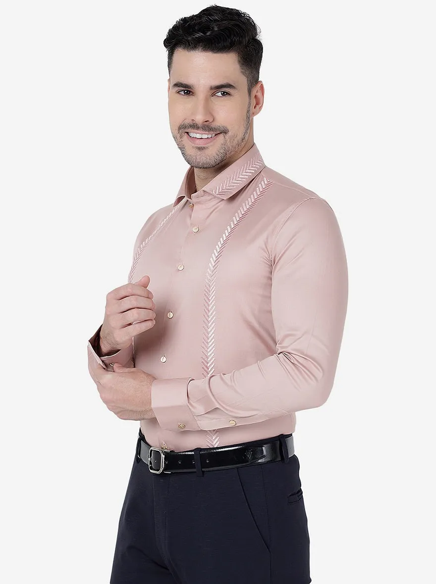 Onion Pink Solid Slim Fit Party Wear Shirt | JB Studio