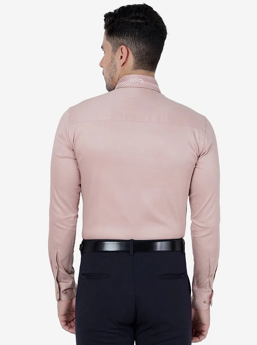 Onion Pink Solid Slim Fit Party Wear Shirt | JB Studio