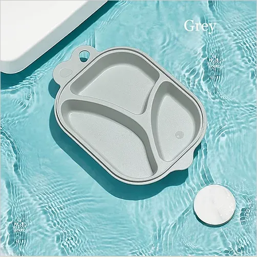 [Pack Of 2] Babycare Baby Fish Plate - Grey