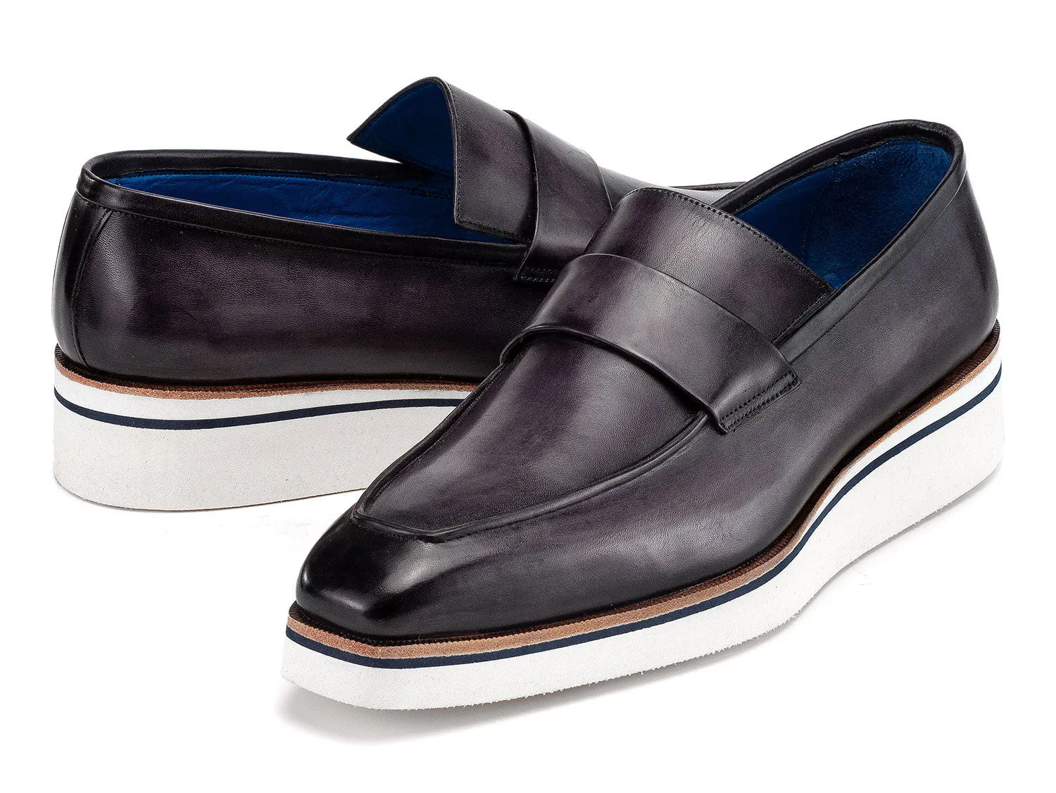 Paul Parkman Men's Smart Casual Leather Loafers in Grey