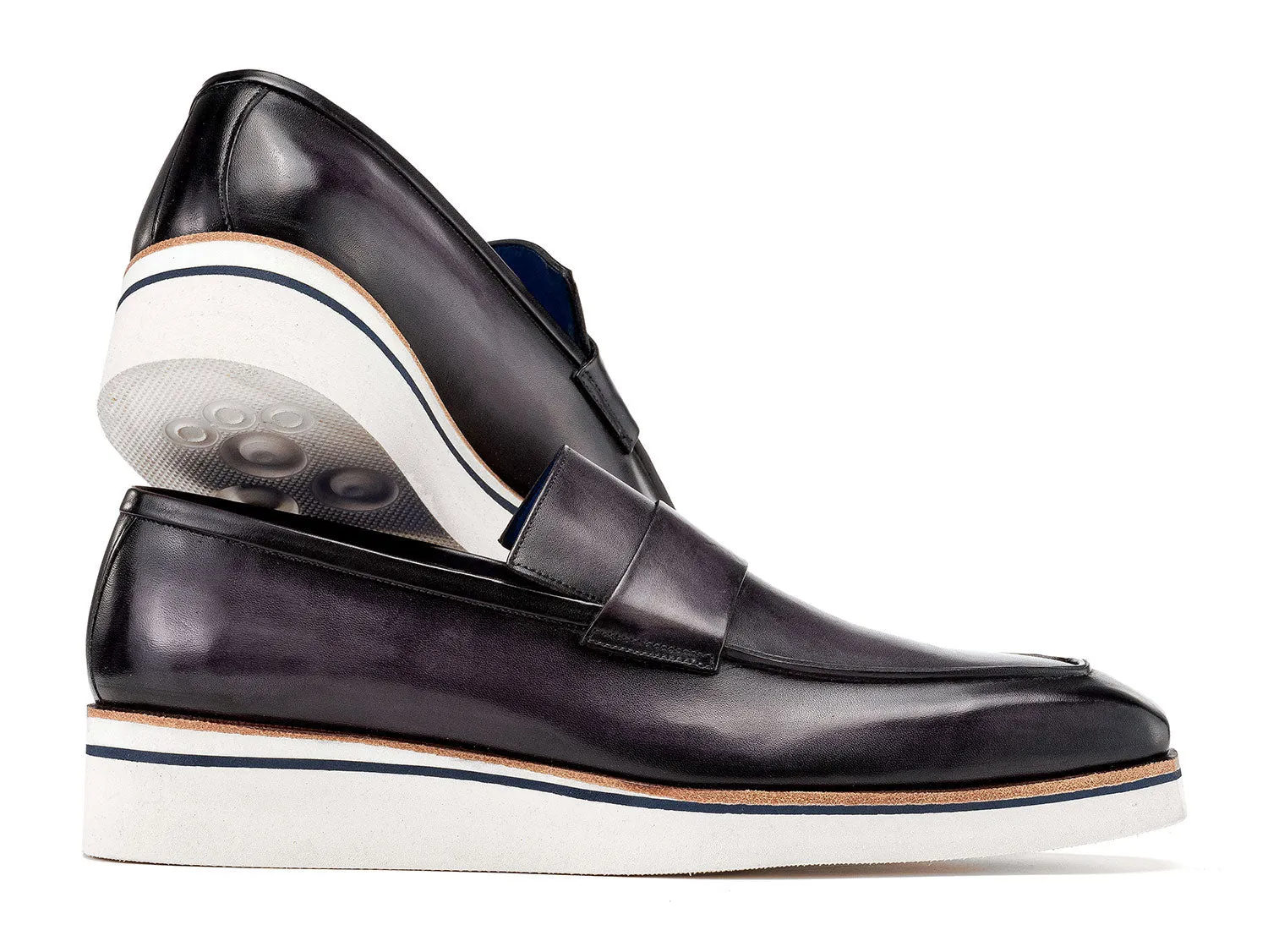 Paul Parkman Men's Smart Casual Leather Loafers in Grey