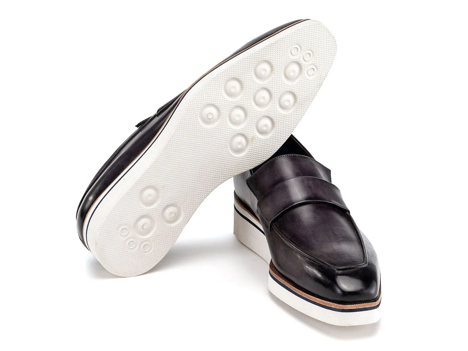 Paul Parkman Men's Smart Casual Leather Loafers in Grey