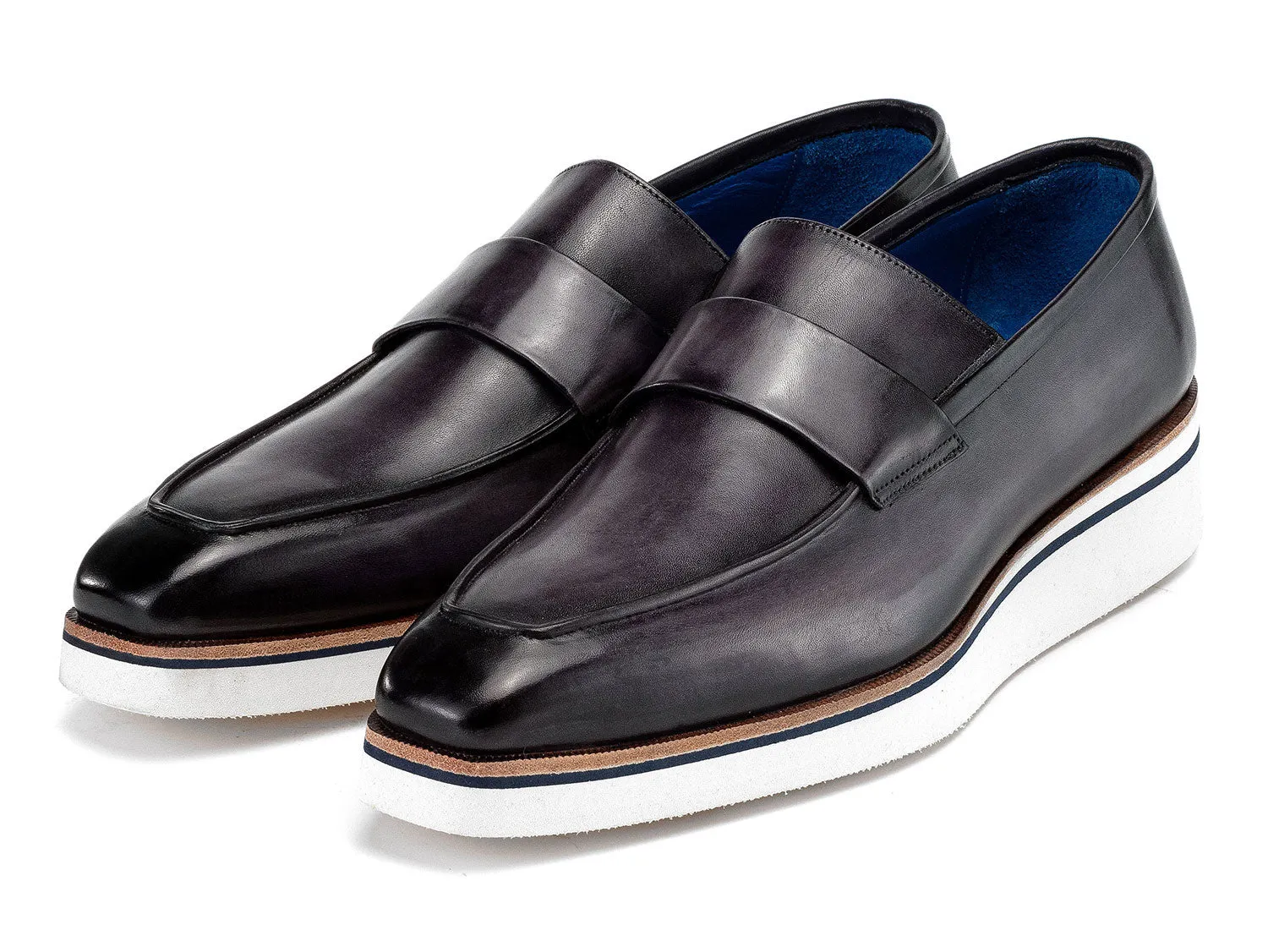 Paul Parkman Men's Smart Casual Leather Loafers in Grey
