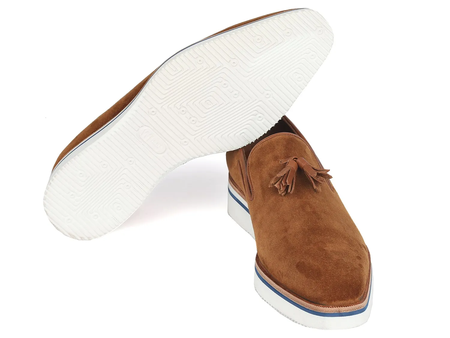 Paul Parkman Men's Smart Casual Tassel Loafers in Camel Suede