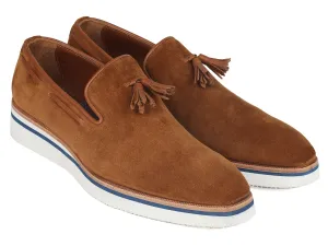Paul Parkman Men's Smart Casual Tassel Loafers in Camel Suede