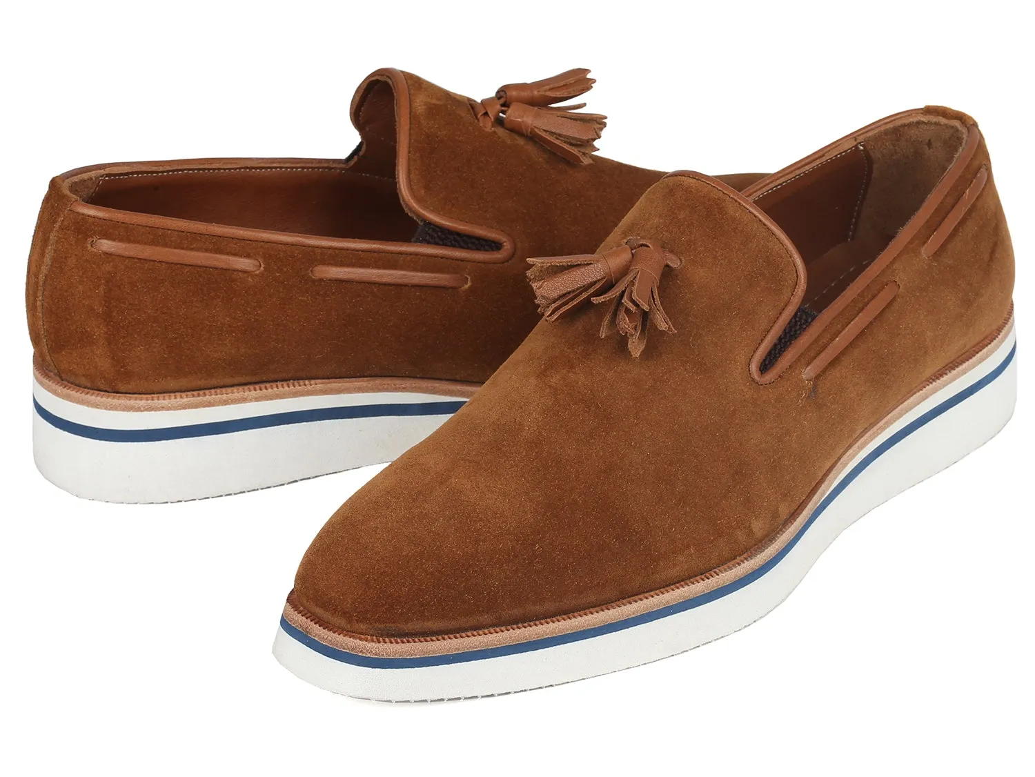 Paul Parkman Men's Smart Casual Tassel Loafers in Camel Suede