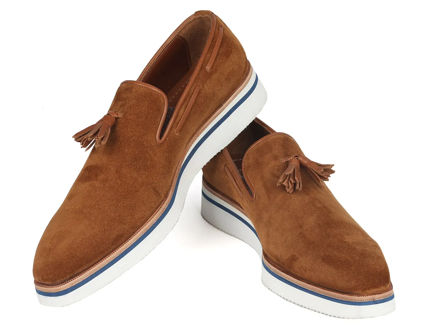 Paul Parkman Men's Smart Casual Tassel Loafers in Camel Suede