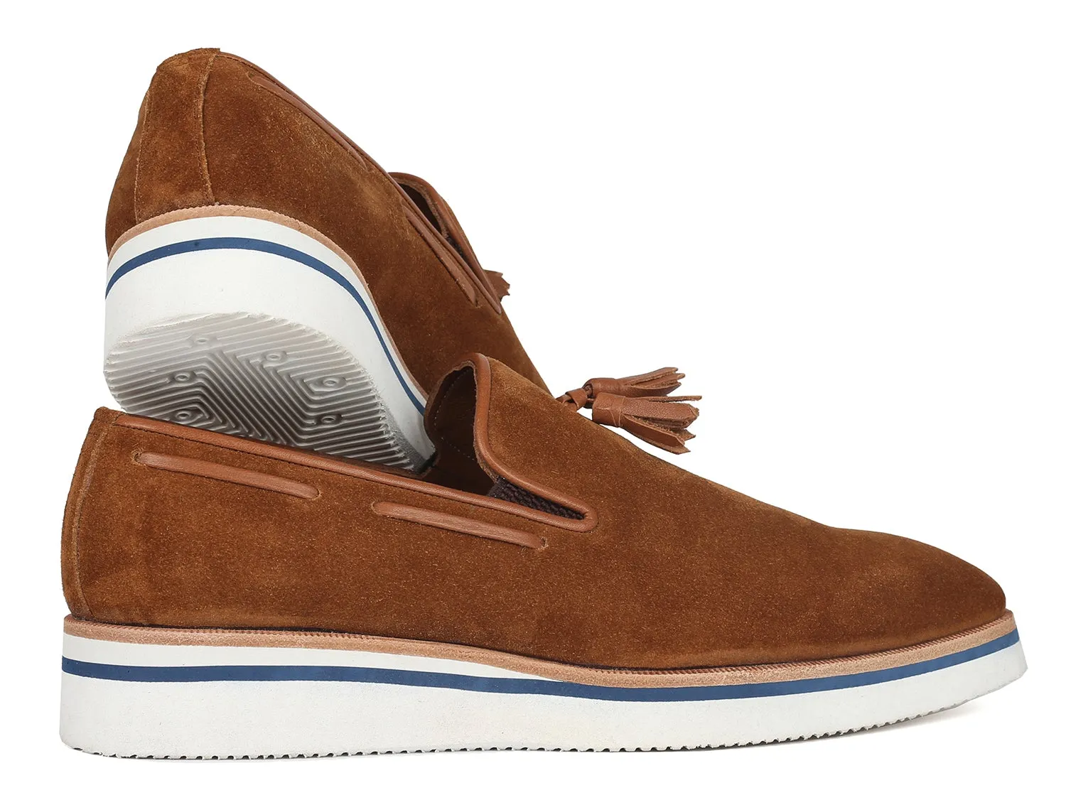 Paul Parkman Men's Smart Casual Tassel Loafers in Camel Suede