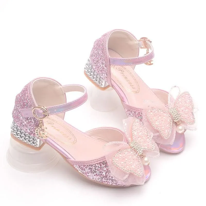 Pearl Butterfly Sequin Party Performance Dress Girls Shoes