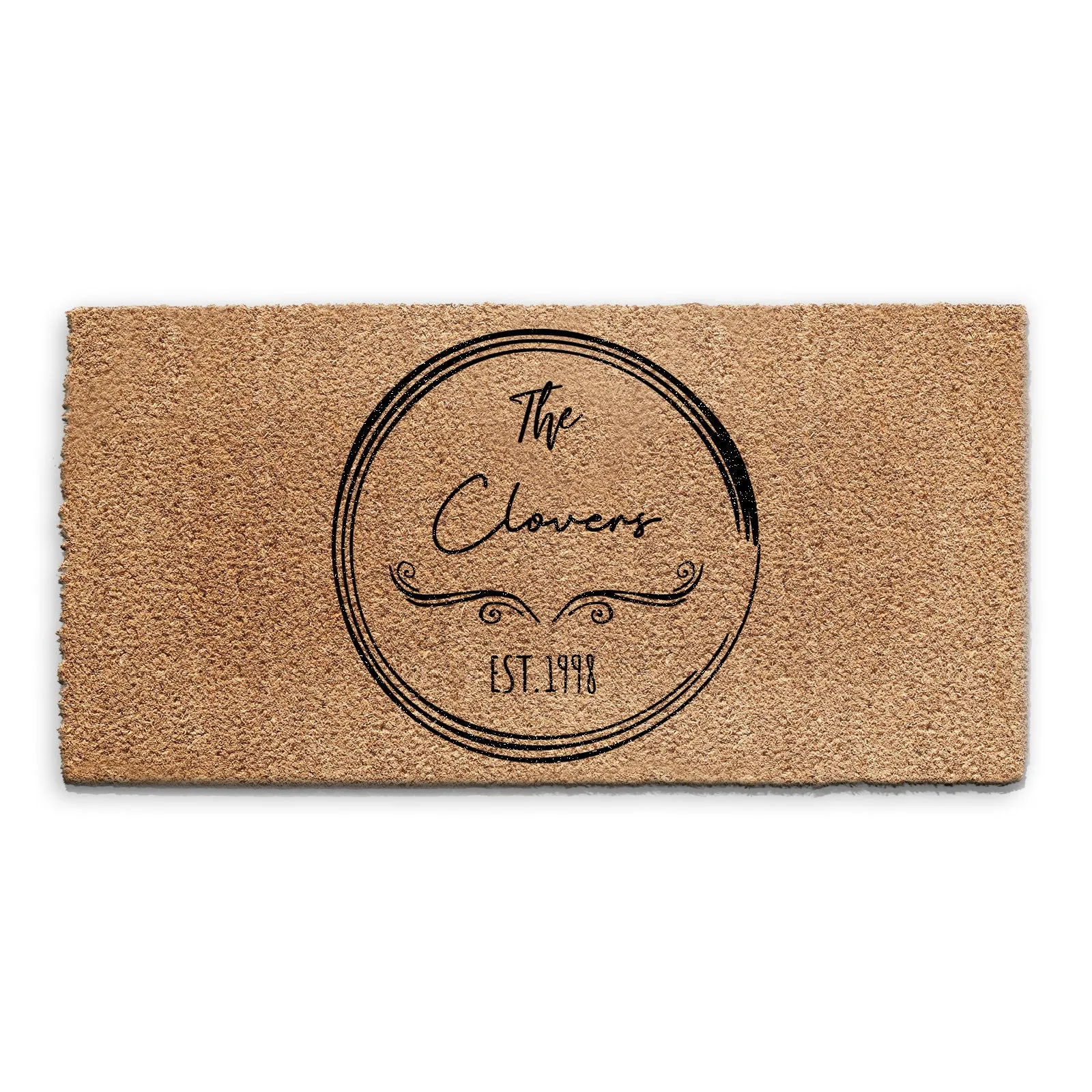 Personalised Doormat - Circled Family Name & Year