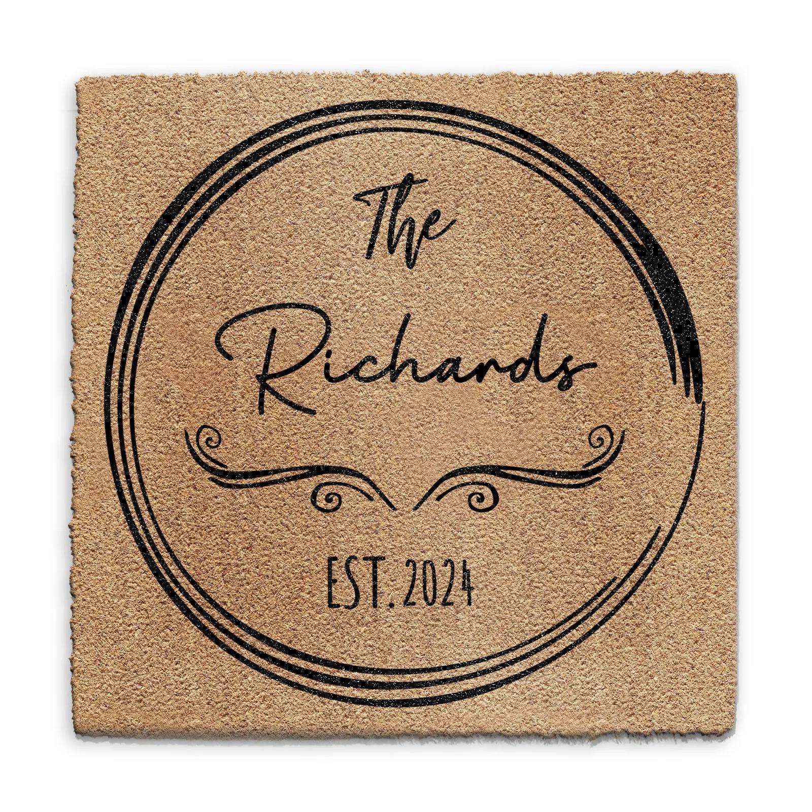 Personalised Doormat - Circled Family Name & Year