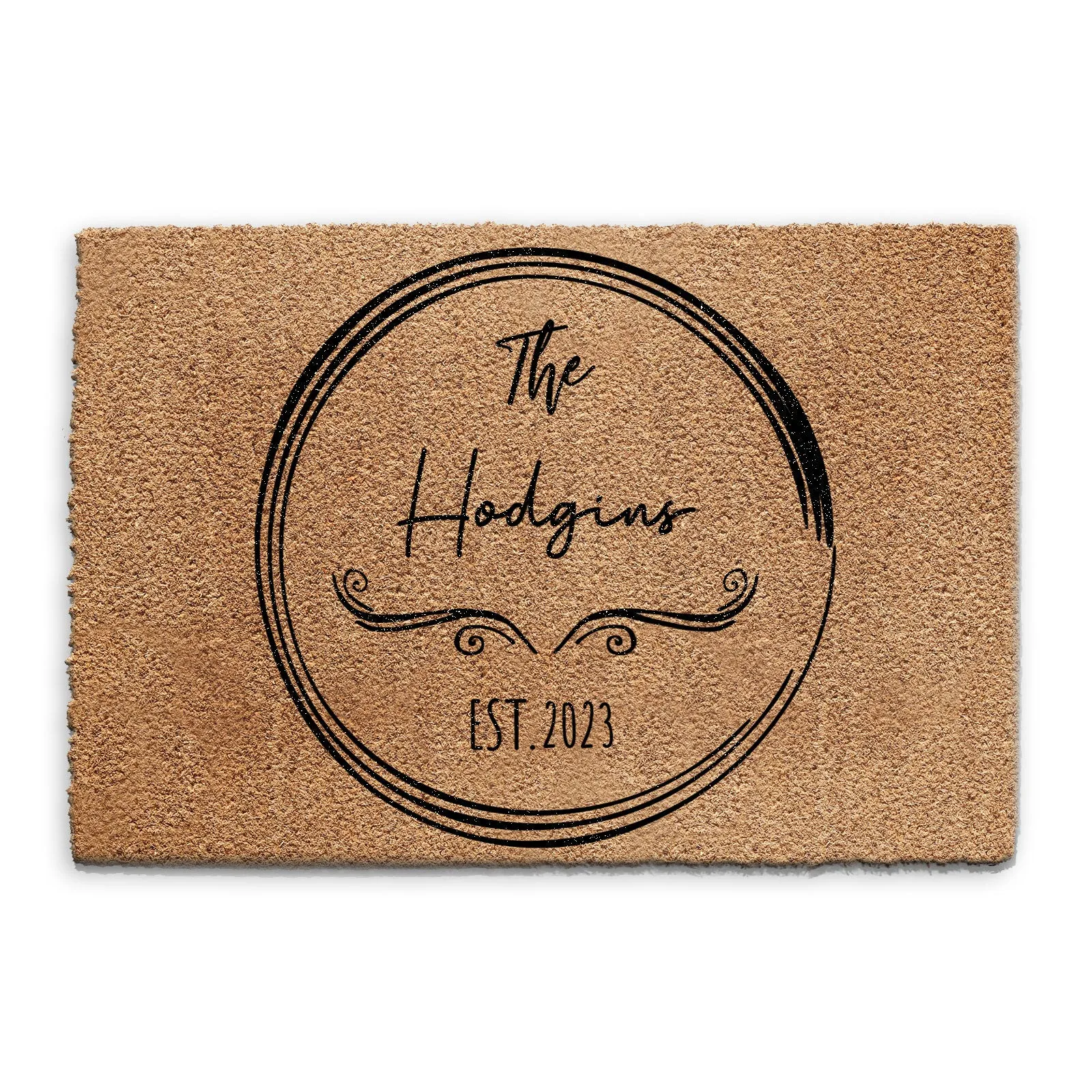 Personalised Doormat - Circled Family Name & Year