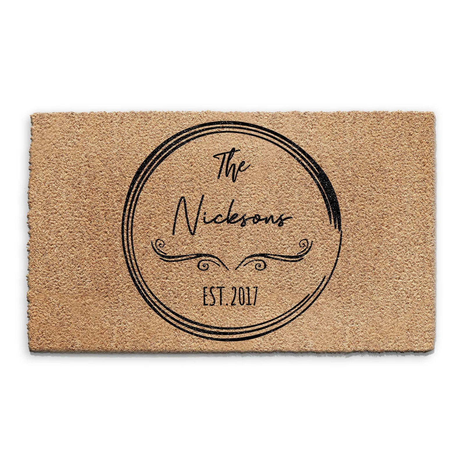 Personalised Doormat - Circled Family Name & Year