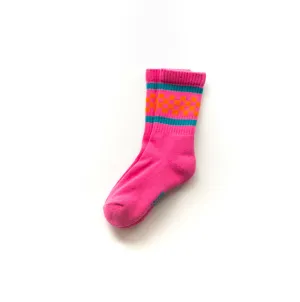 Pink & Orange Check Socks - LAST ONE 0-6 months