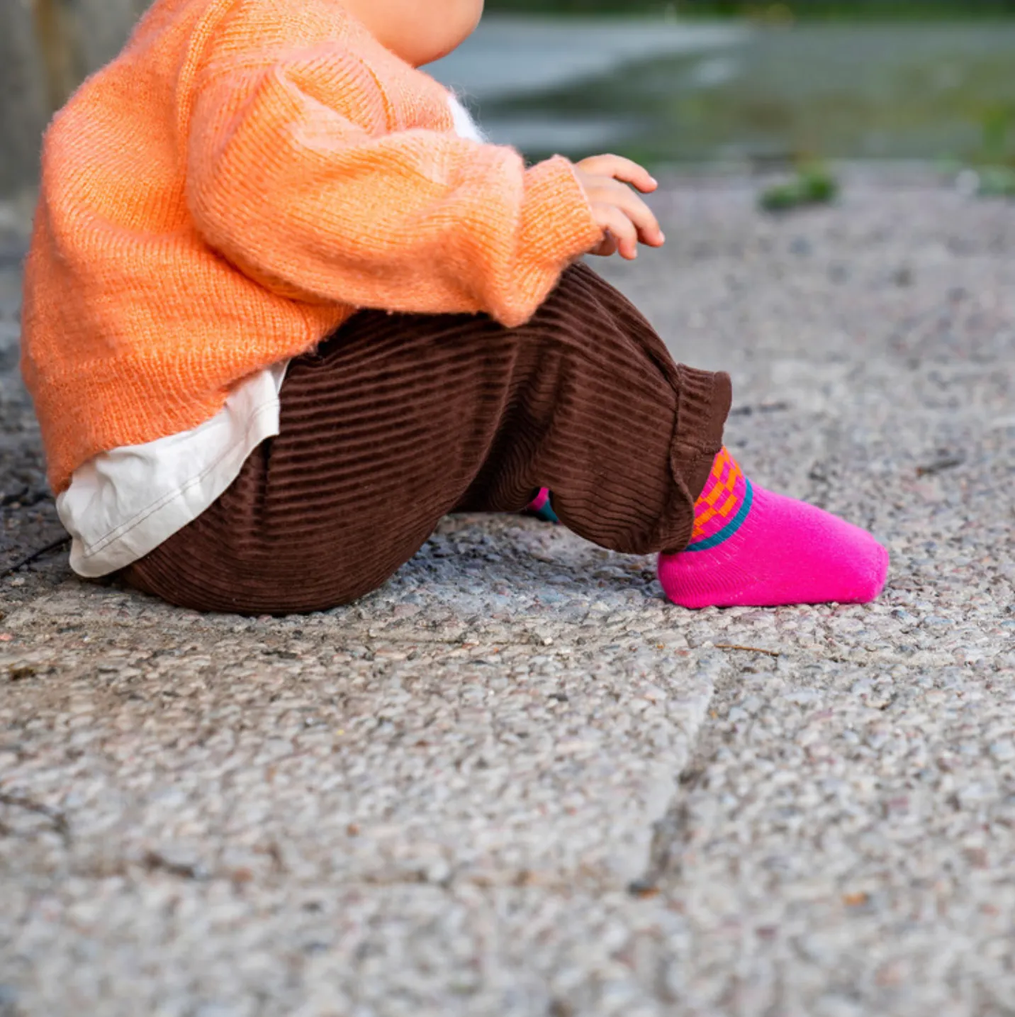 Pink & Orange Check Socks - LAST ONE 0-6 months