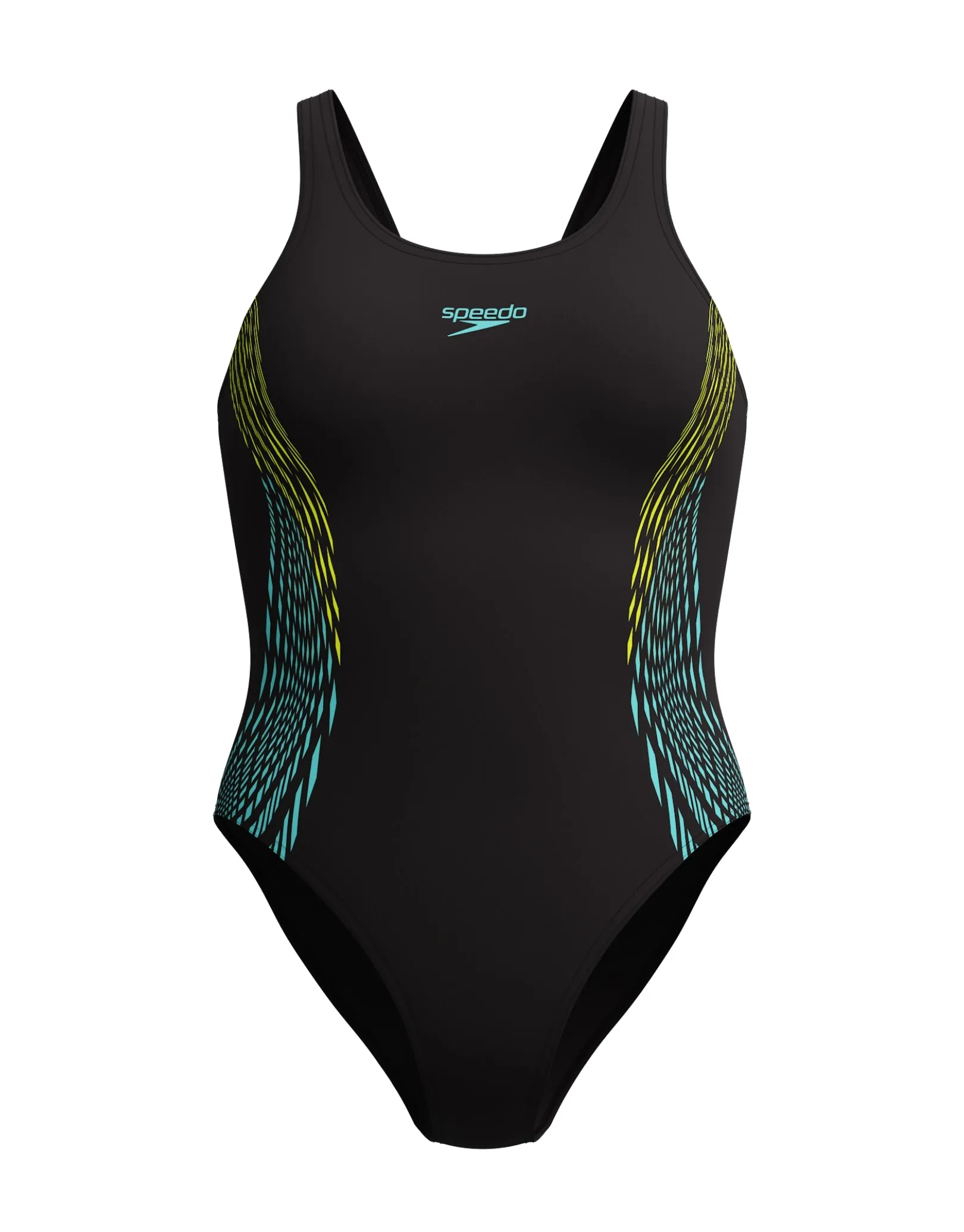 Placement Muscleback Swimsuit - Black/Yellow