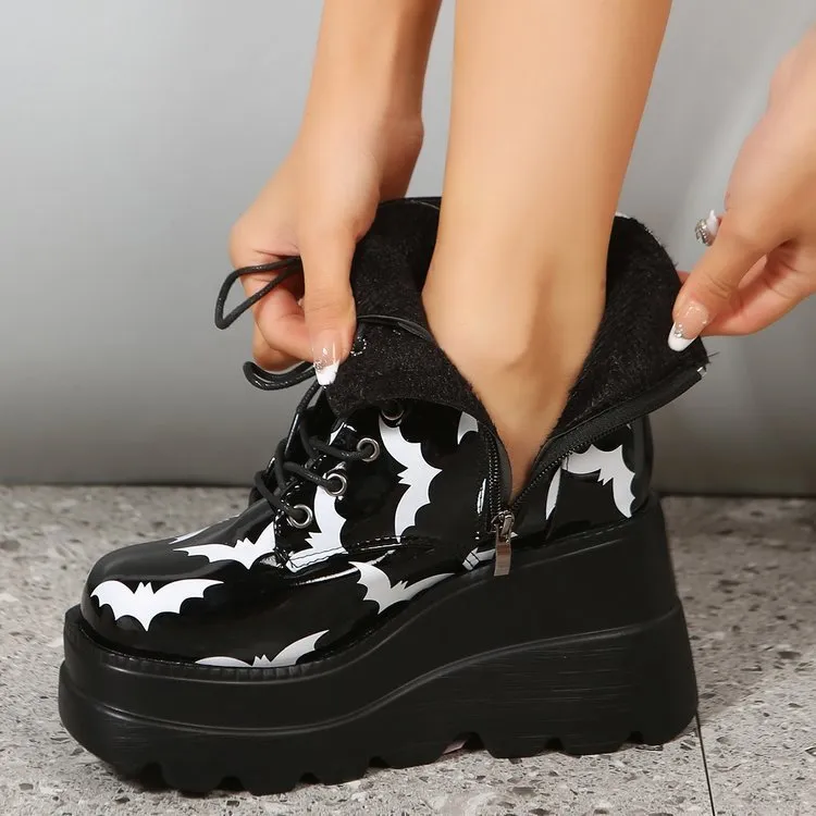 Platform Patent Leather Ankle Boots