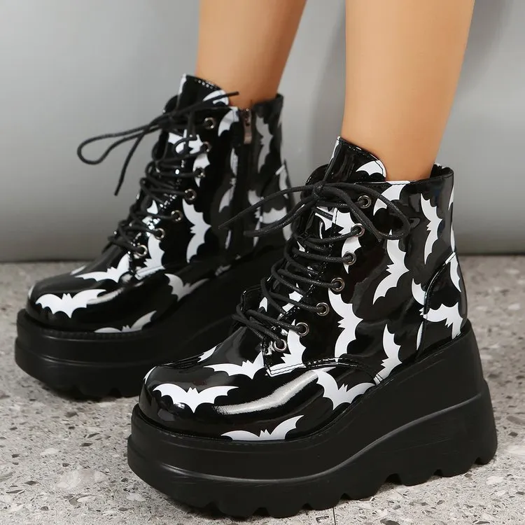 Platform Patent Leather Ankle Boots