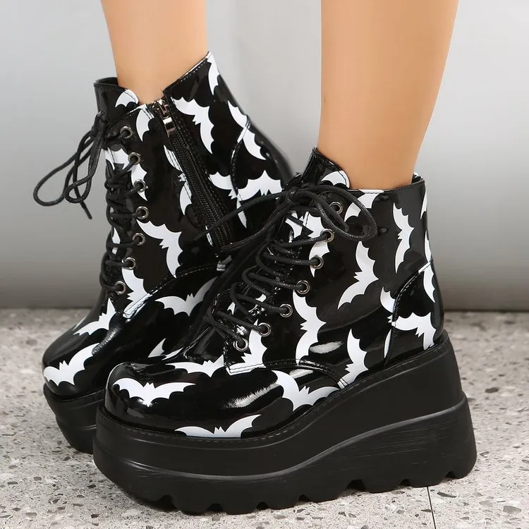 Platform Patent Leather Ankle Boots