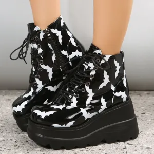 Platform Patent Leather Ankle Boots