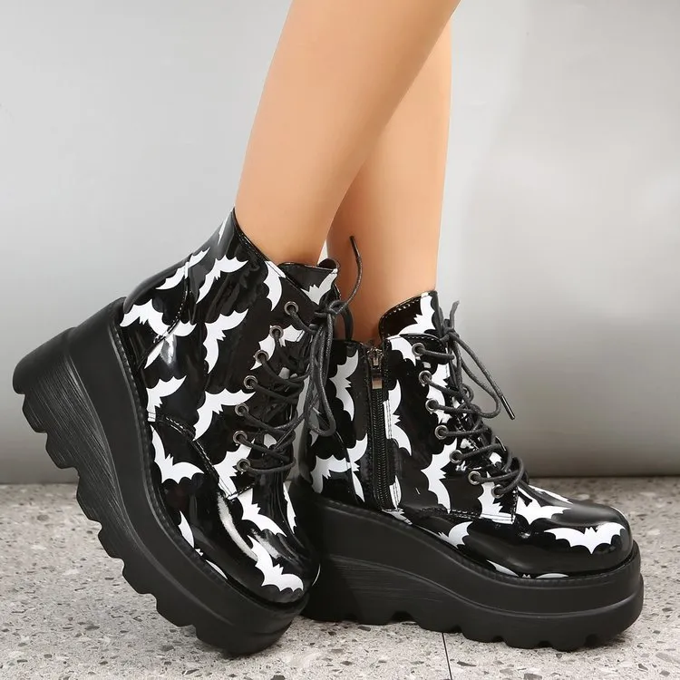 Platform Patent Leather Ankle Boots
