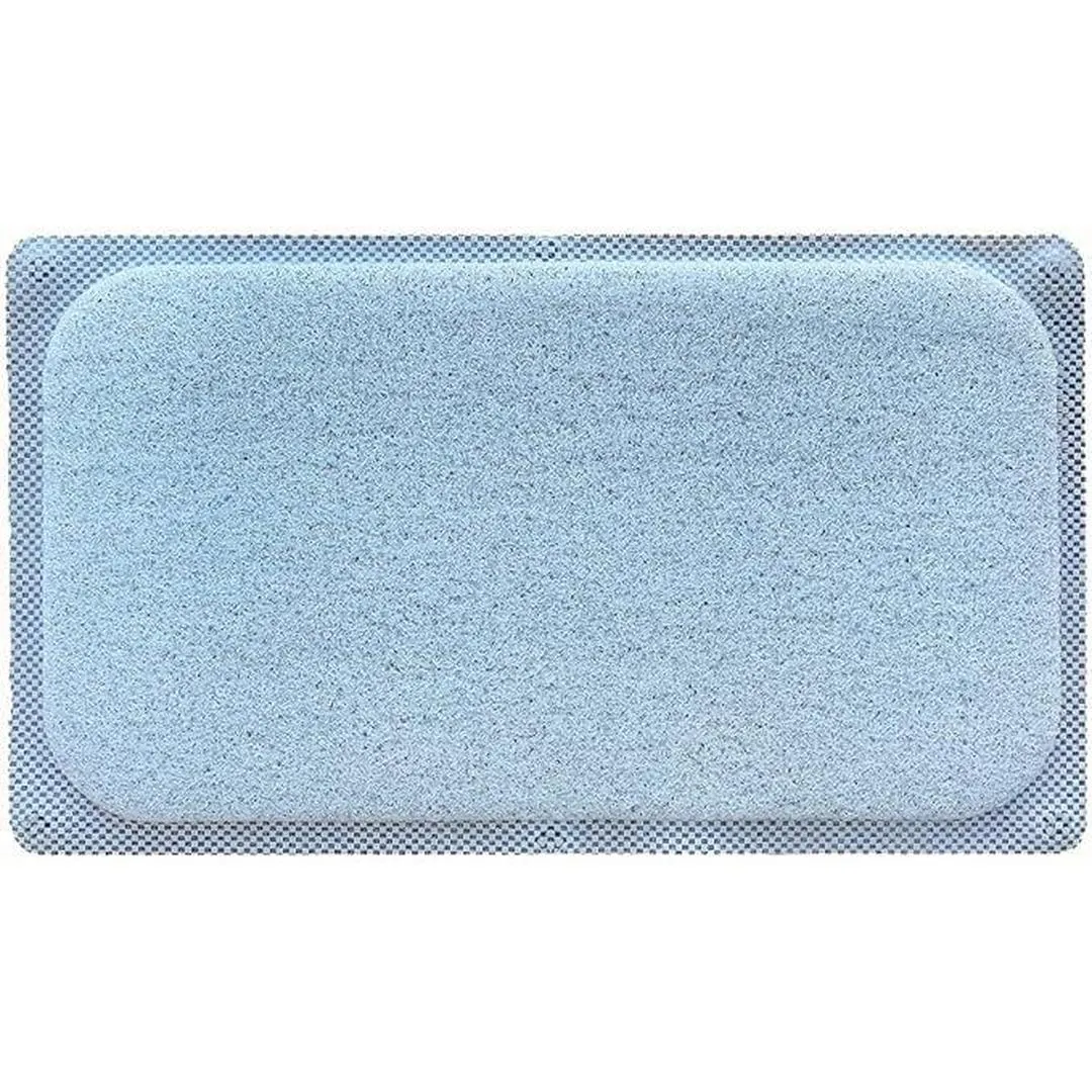 Popular Bath Products 29.5 in. W X 17.25 in. L Loofa Bath Carpet in Mint, Angel Blue