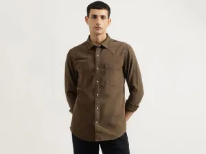Regular Fit Spread Collar Solid Shirt