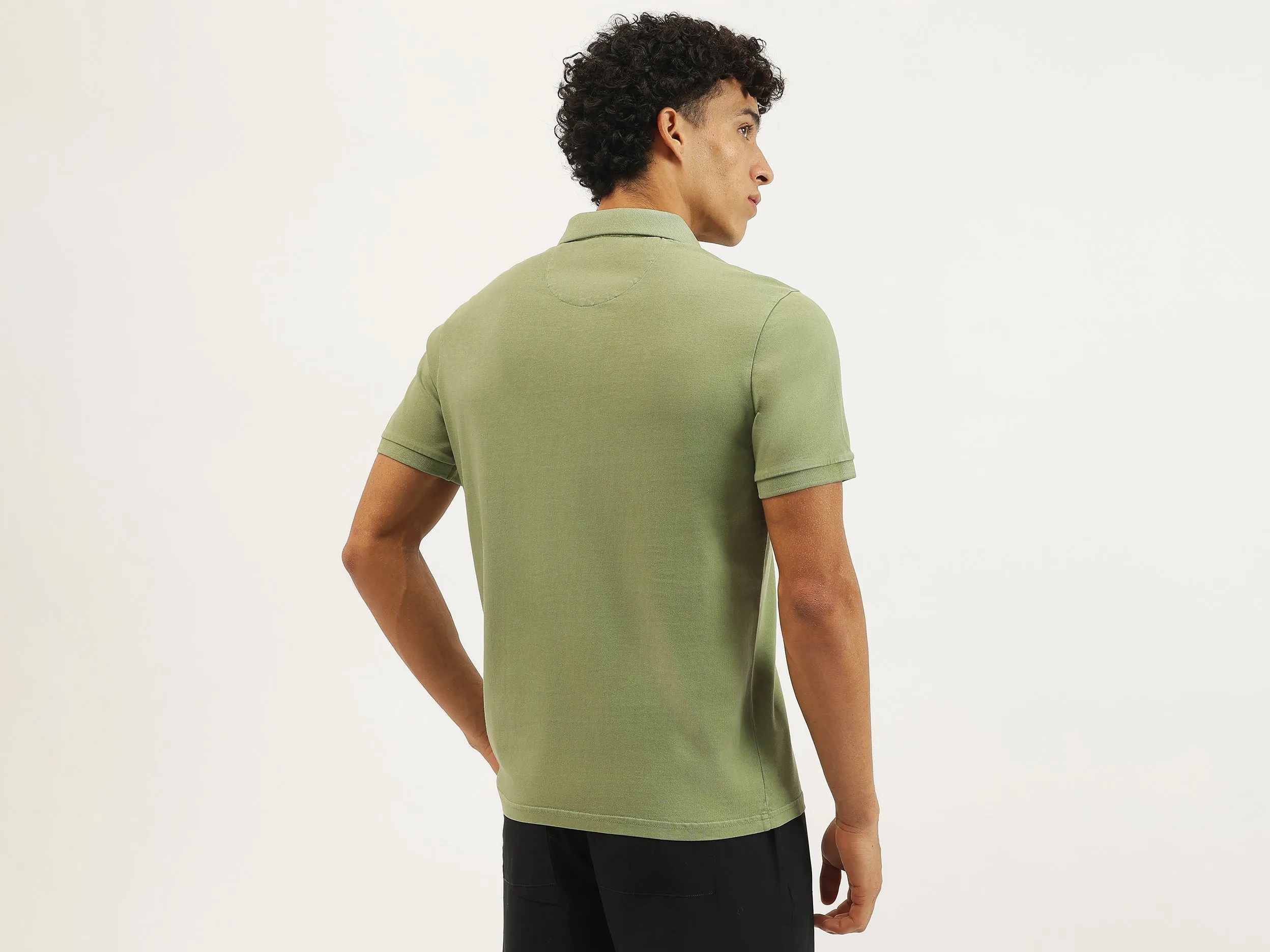 Relaxed Fit Polo Neck Solid T-shirt