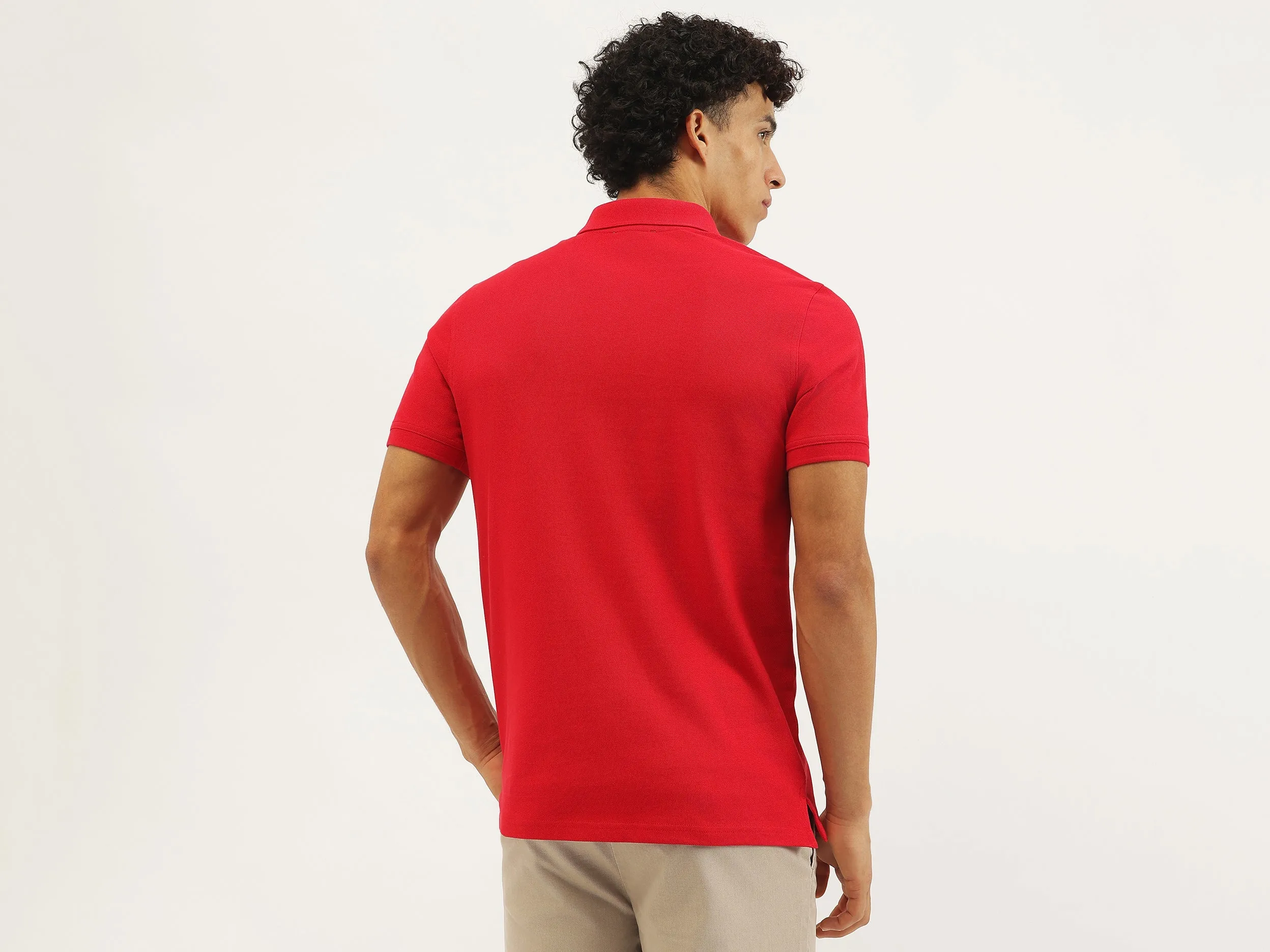 Relaxed Fit Polo Neck Solid T-shirt