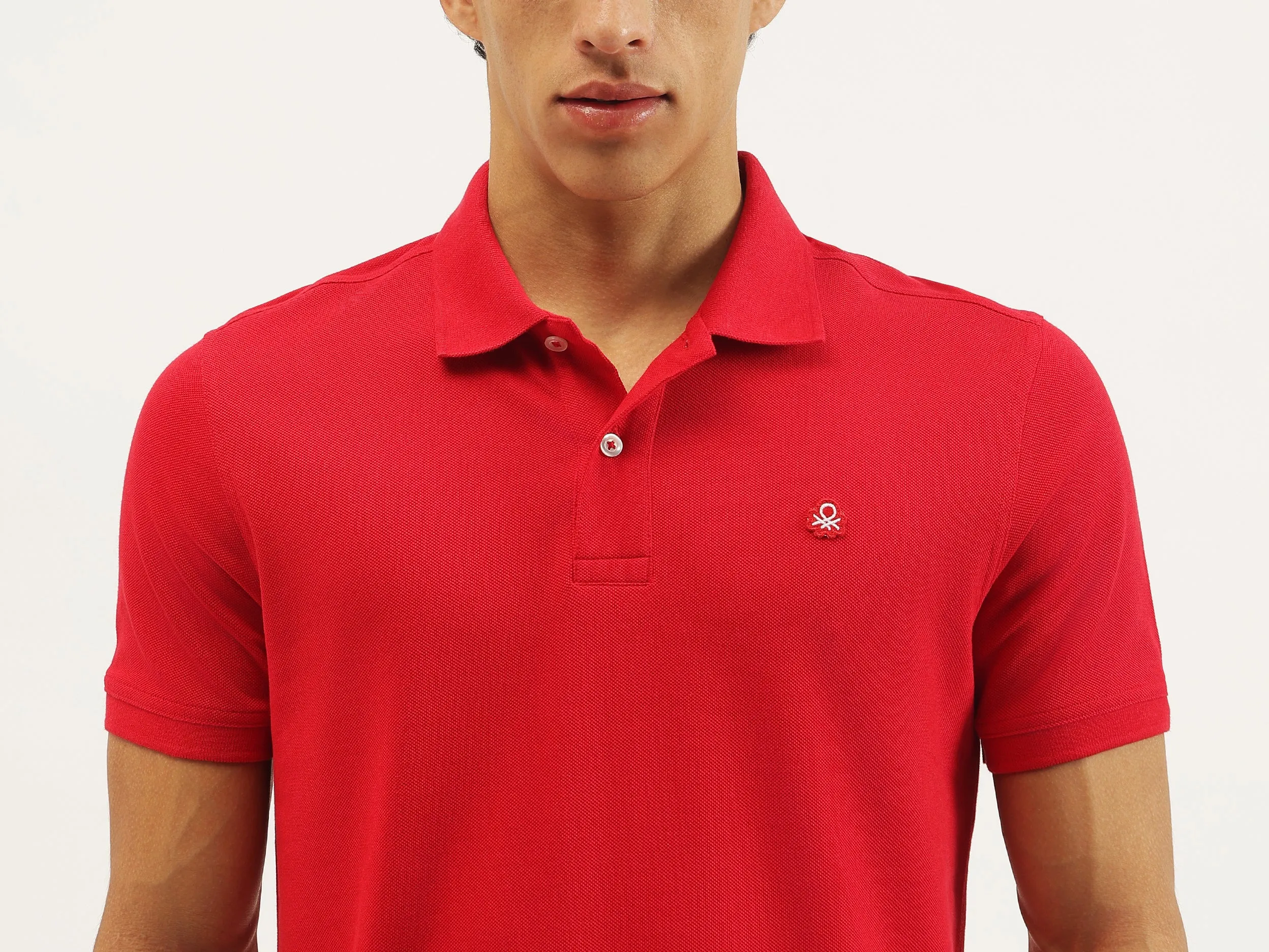 Relaxed Fit Polo Neck Solid T-shirt