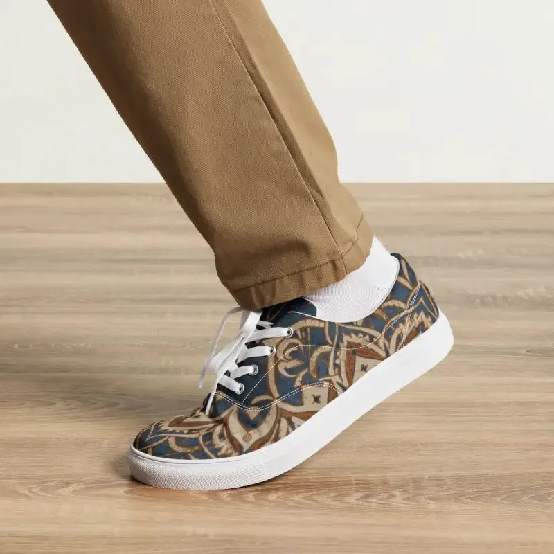 Rocking Canvas Shoes Men Lace Geometric Pattern
