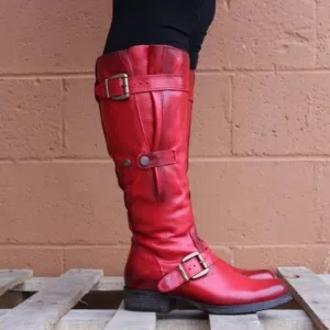 Round Head Casual Low Heel Tall Knight Boots