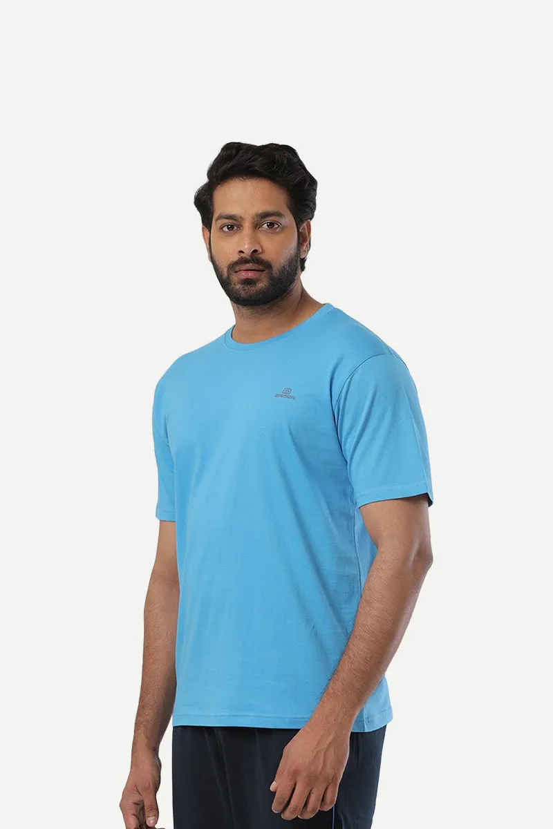 Round Neck - Blue and Black Solid T-Shirt Pack Of 2 Combo For Men | Ariser