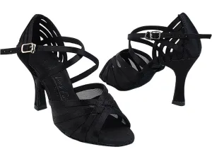 SERA7032B Black Satin & Black Mesh