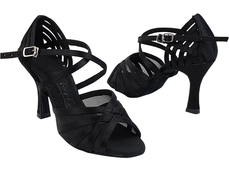 SERA7032B Black Satin & Black Mesh