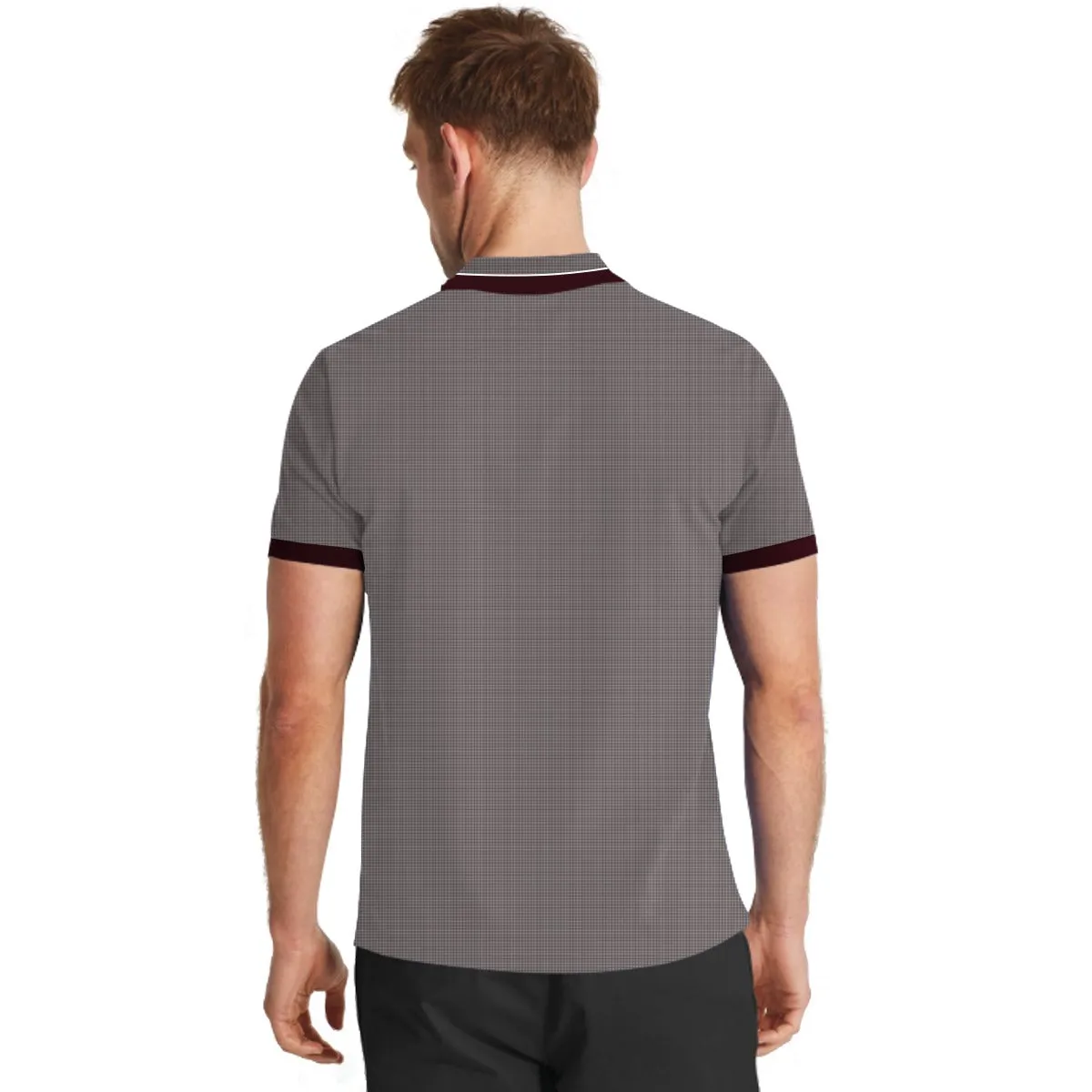 Signature Embroidered Contrast Collar Polo – Dove Grey