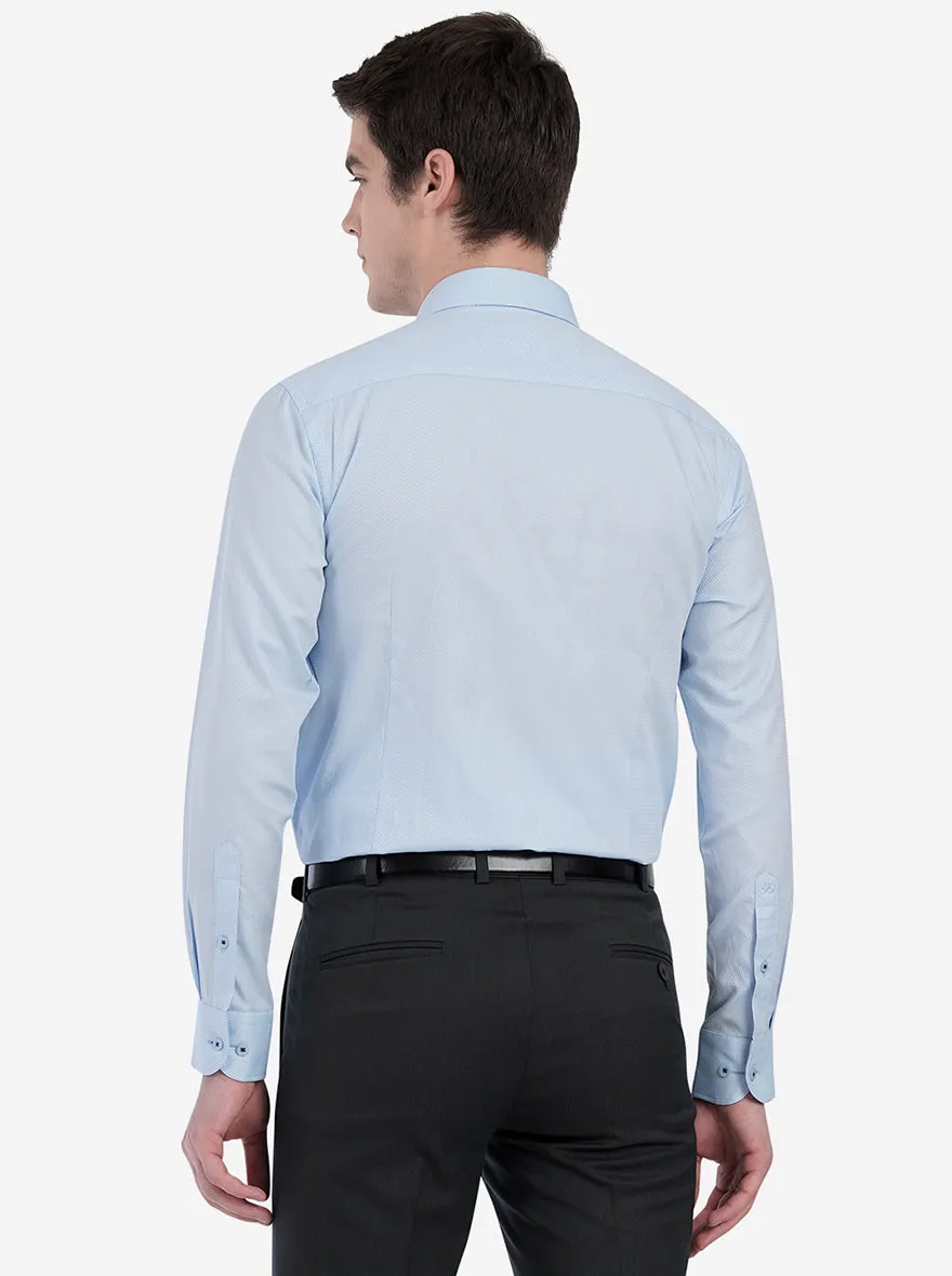 Sky Blue Dobby Slim Fit Formal Shirt | Metal