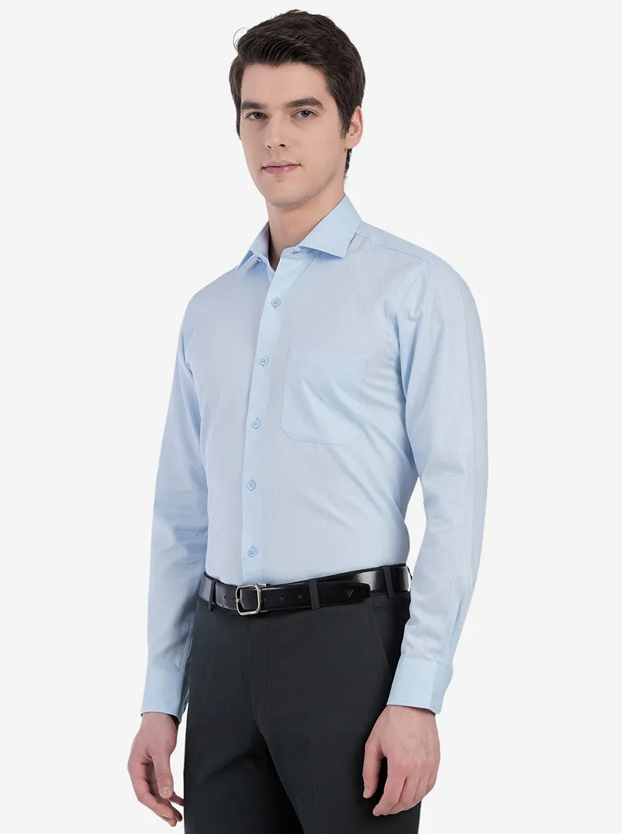 Sky Blue Dobby Slim Fit Formal Shirt | Metal
